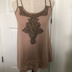 Top Shop Blush Strappy Tank with Rose Gold Ribbon Detail Design